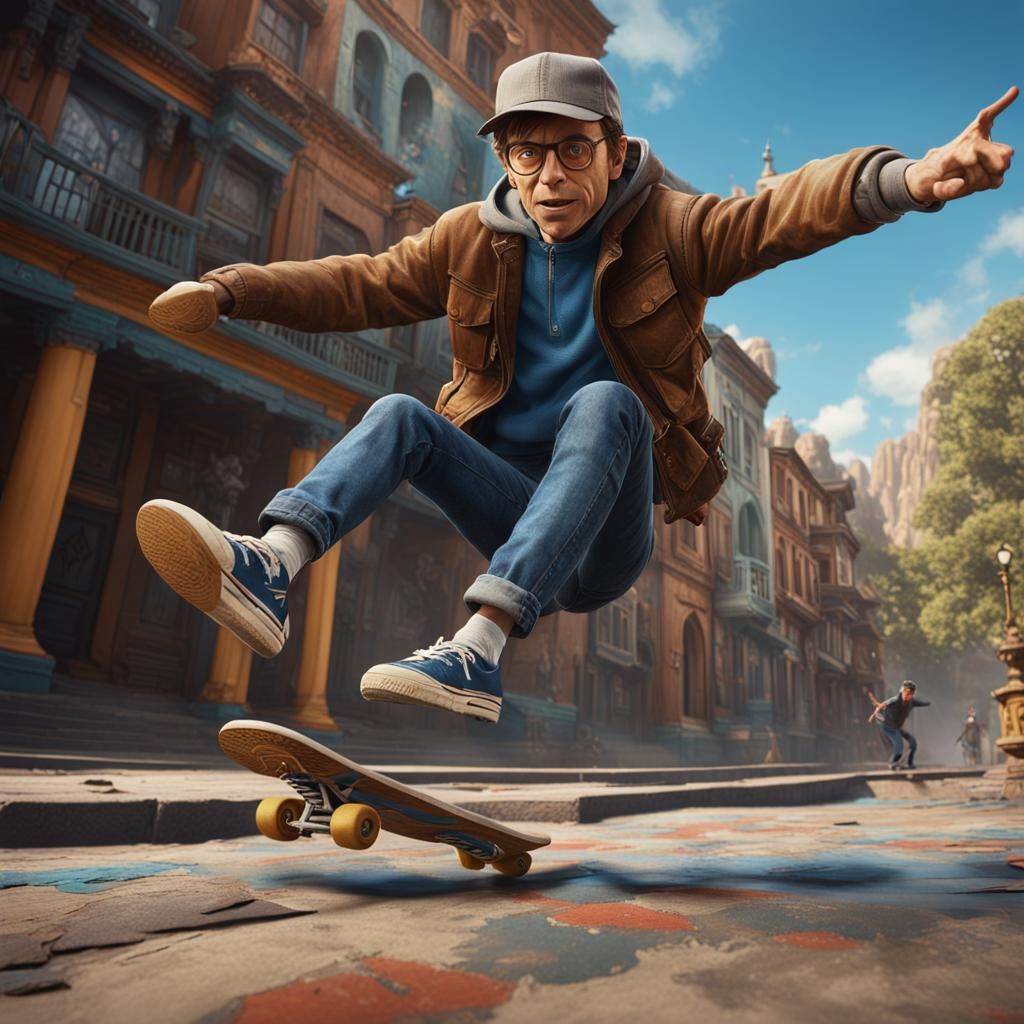 Rick Moranis Kickflip: Detailed Matte Painting