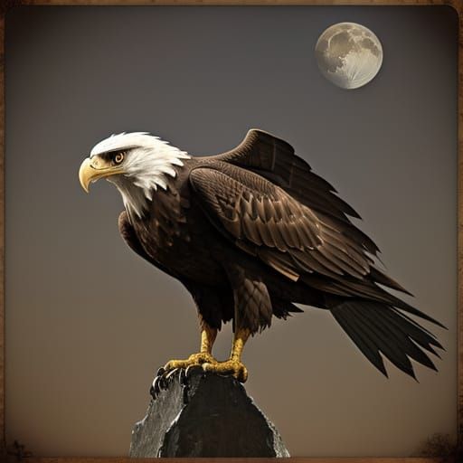 Vintage Dieselpunk Moon Lizard Eagle Hybrid