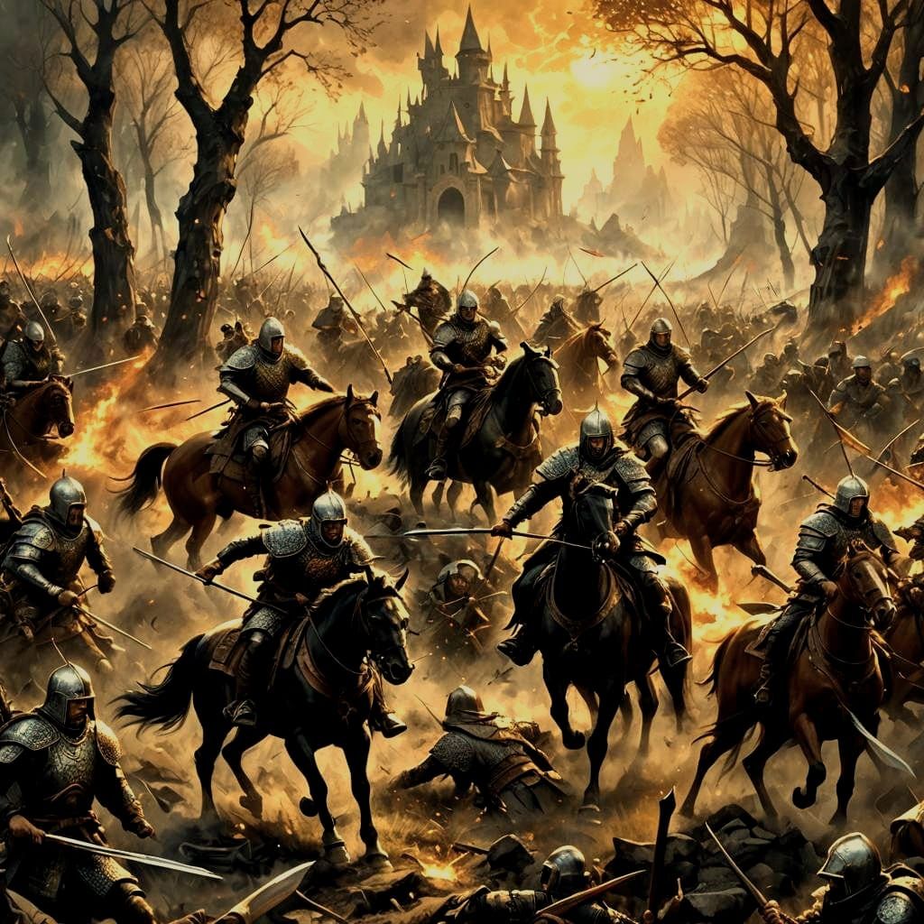 Battle of the Catalaunian Plains: Anime Oil Painting