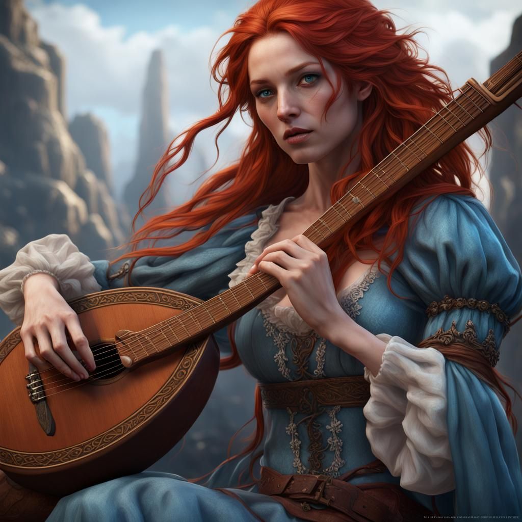 Halfling Bard with Lute, Digital Art