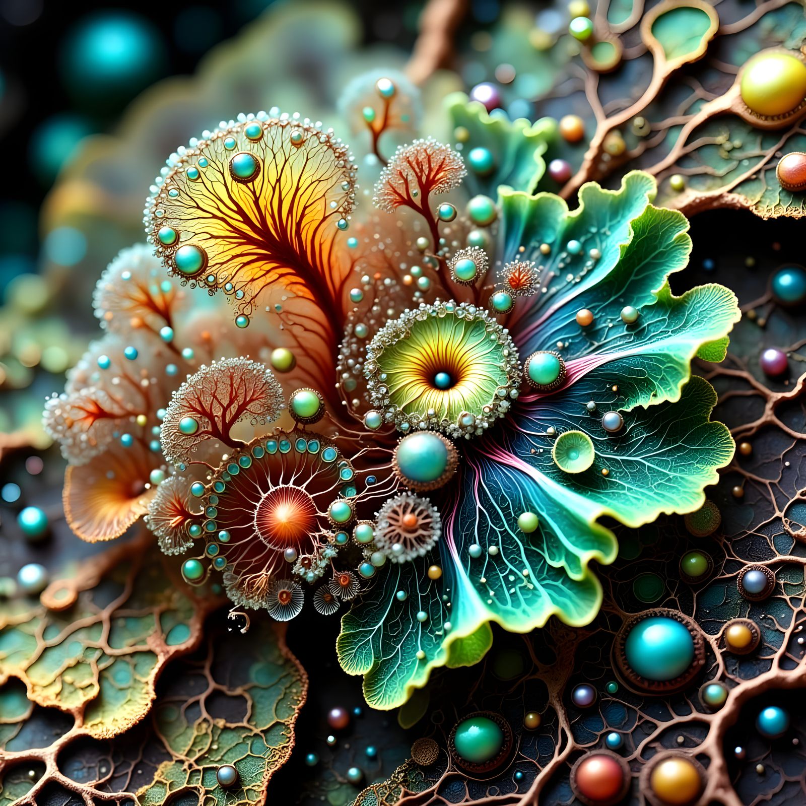 Ethereal Flower Hybrid in Cyberpunk Aesthetic