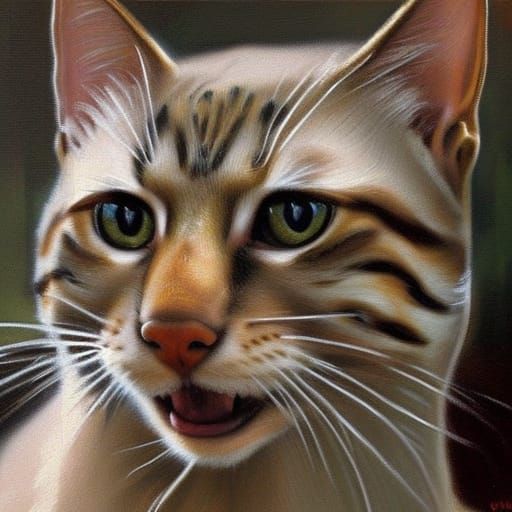 Feline Portrait as Oil Painting
