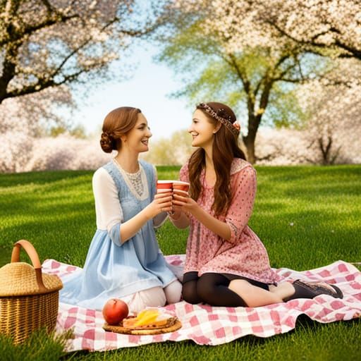 Springtime Picnic Scene, AI Generated