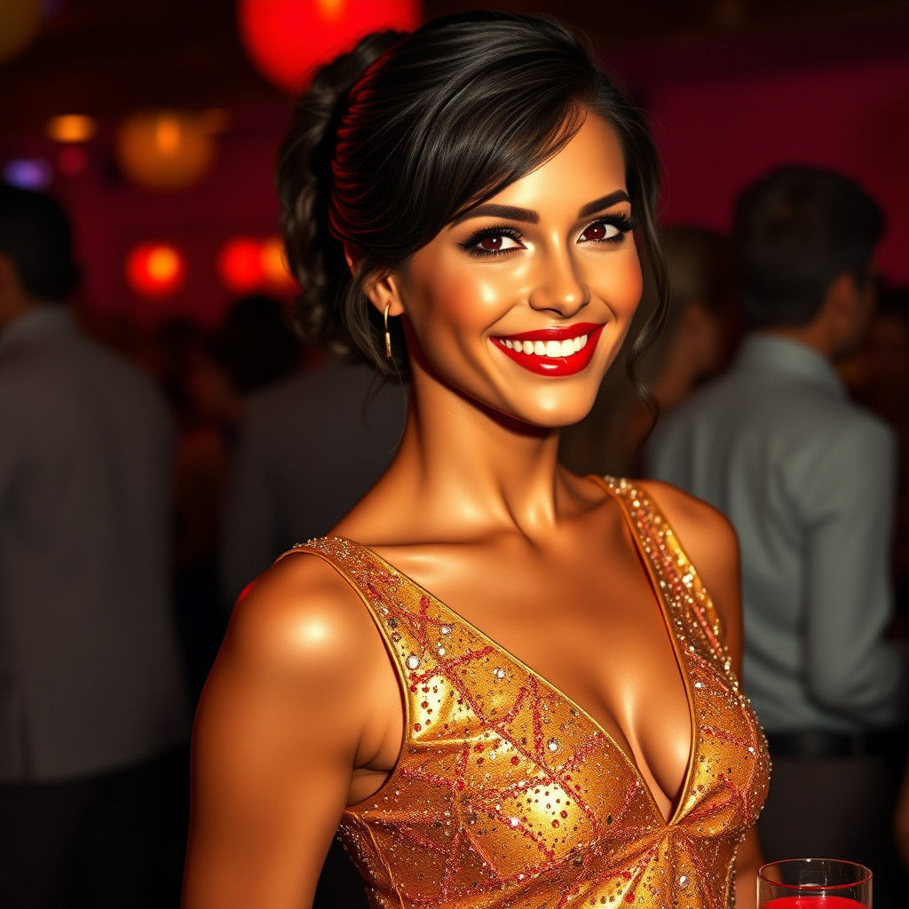 Ravishing 70s Woman at Party in Hyperrealistic 8K