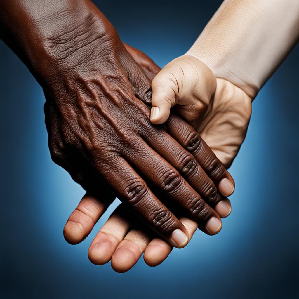 Black Hand and White Hand Shaking Portrait