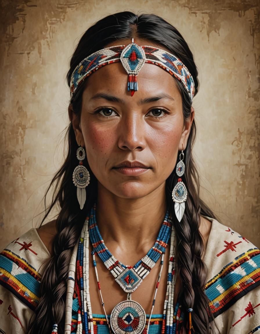 Lakota Woman Portrait: Serene Dignity and Heritage