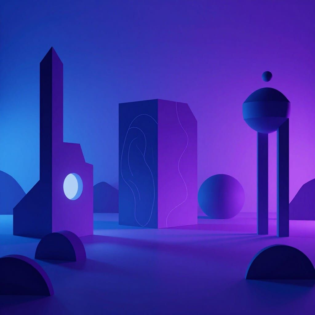 Surreal Landscape Blends 3D Shapes with 2D Art Style