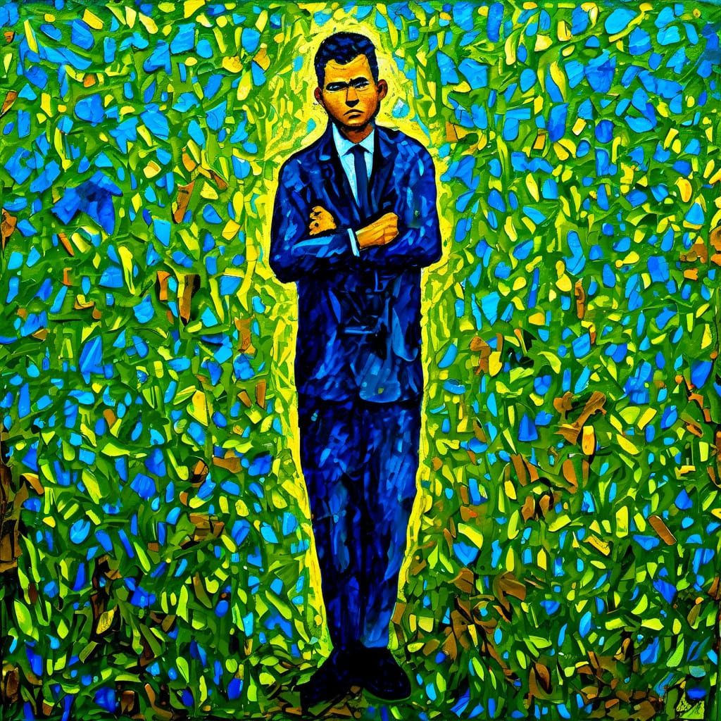 Neo-Impressionist Police Officer Portrait in Impasto Acrylic