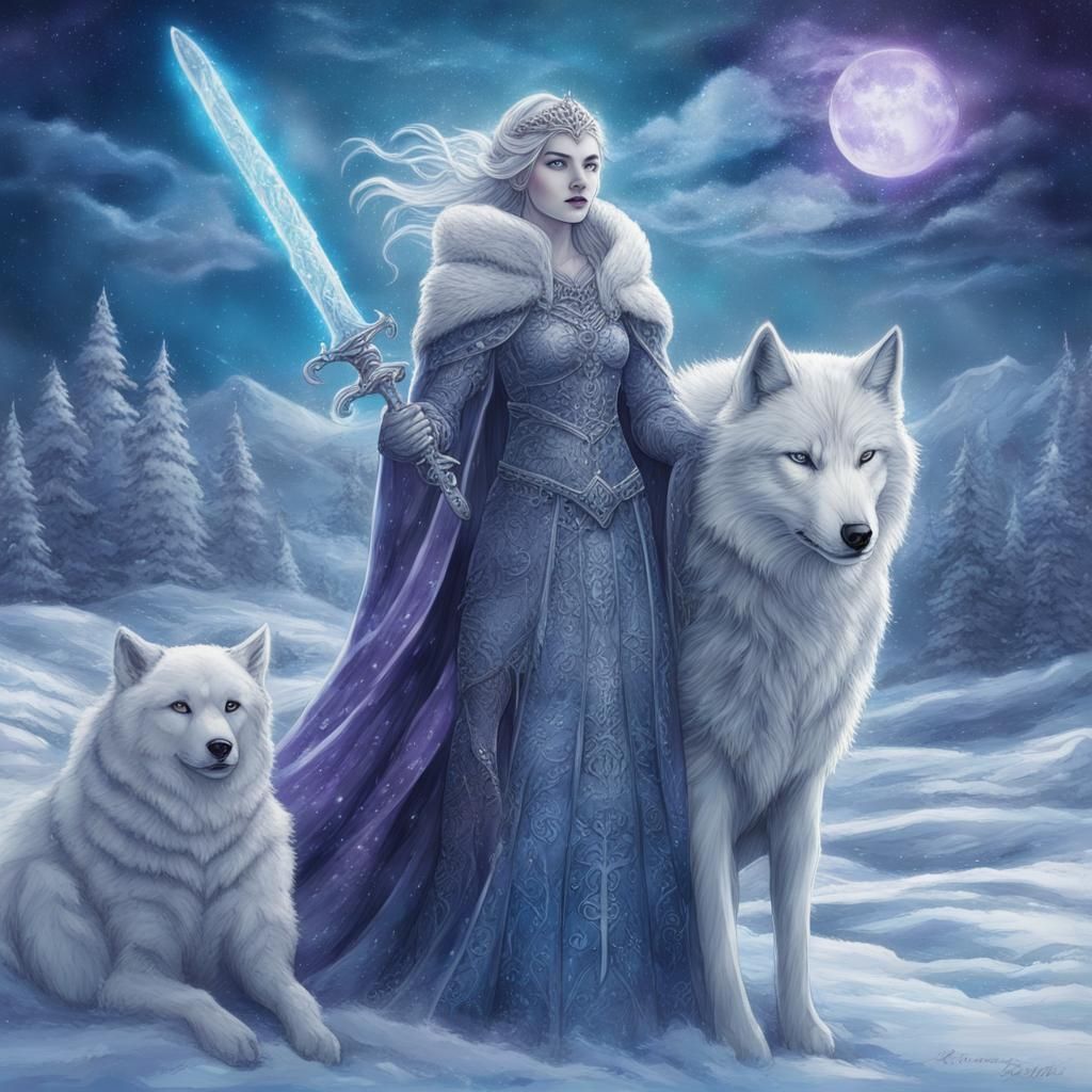 Snow queen and her wolves