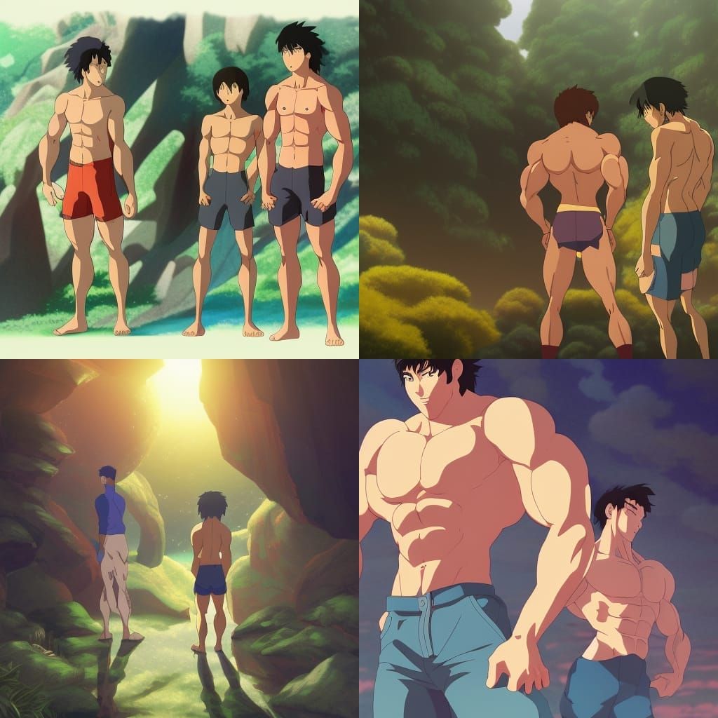 Muscular Men in Anime Key Visual Style