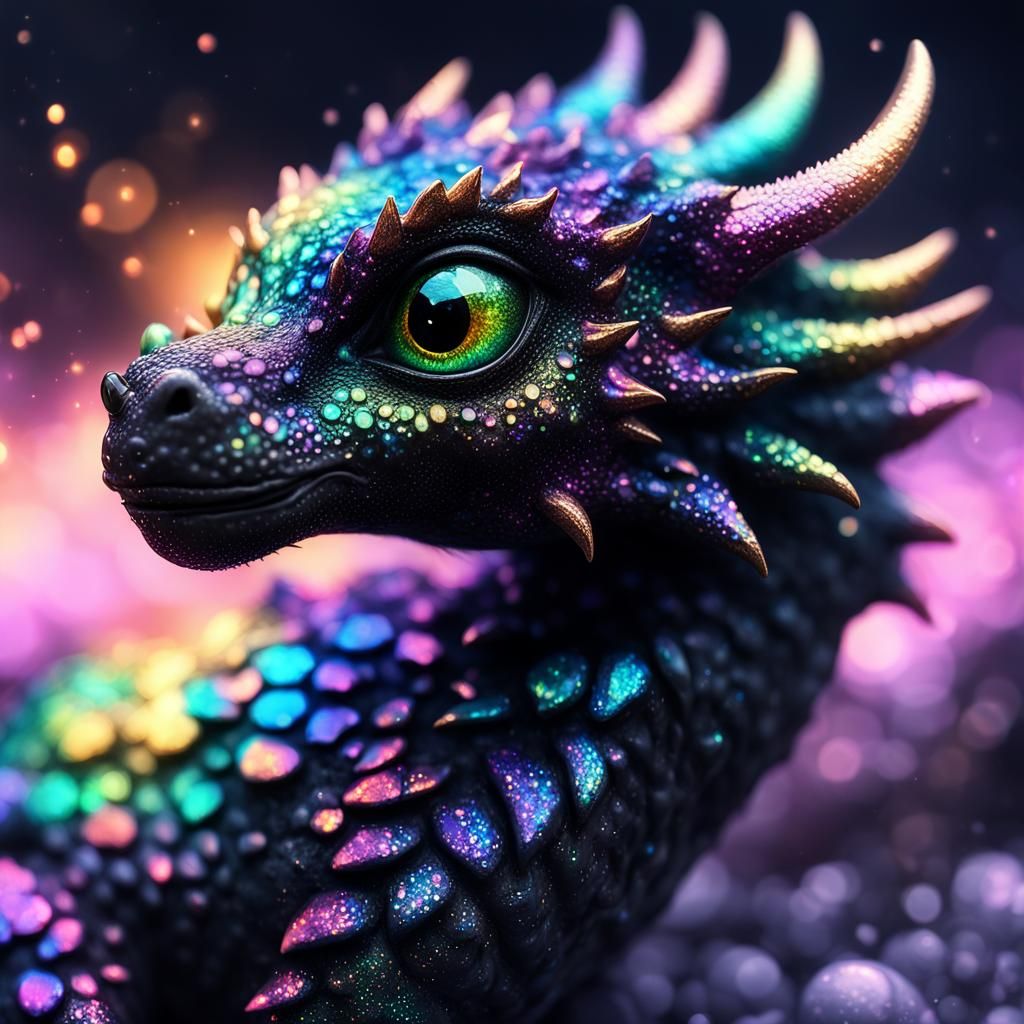 Newborn Onyx Iridescent dragon