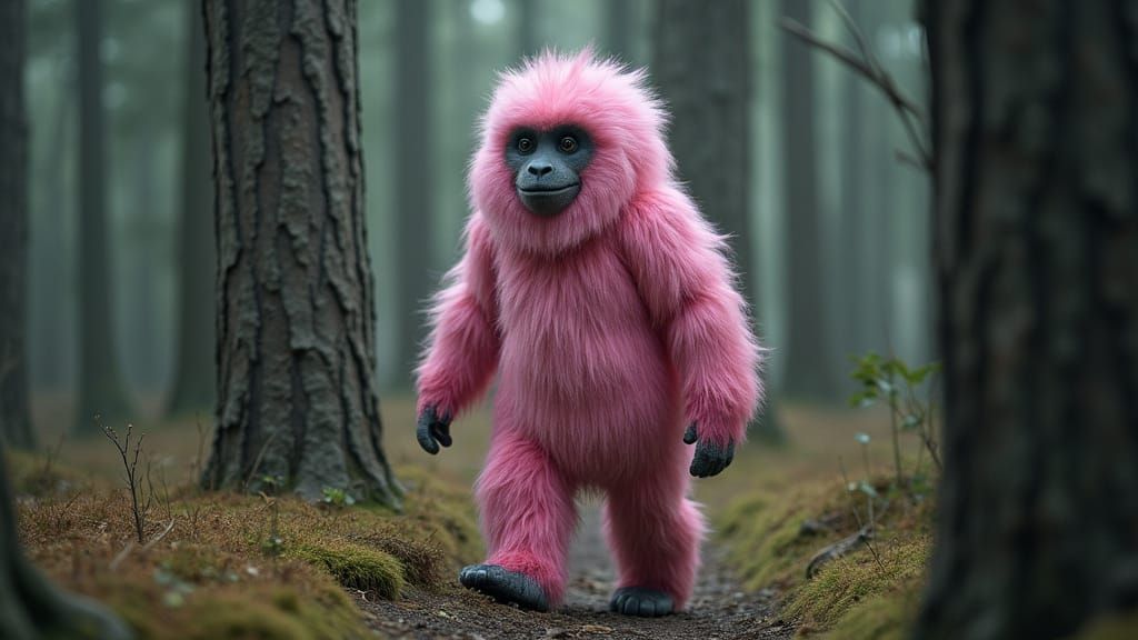 Pink Yeti Lurks in Mystical Woods