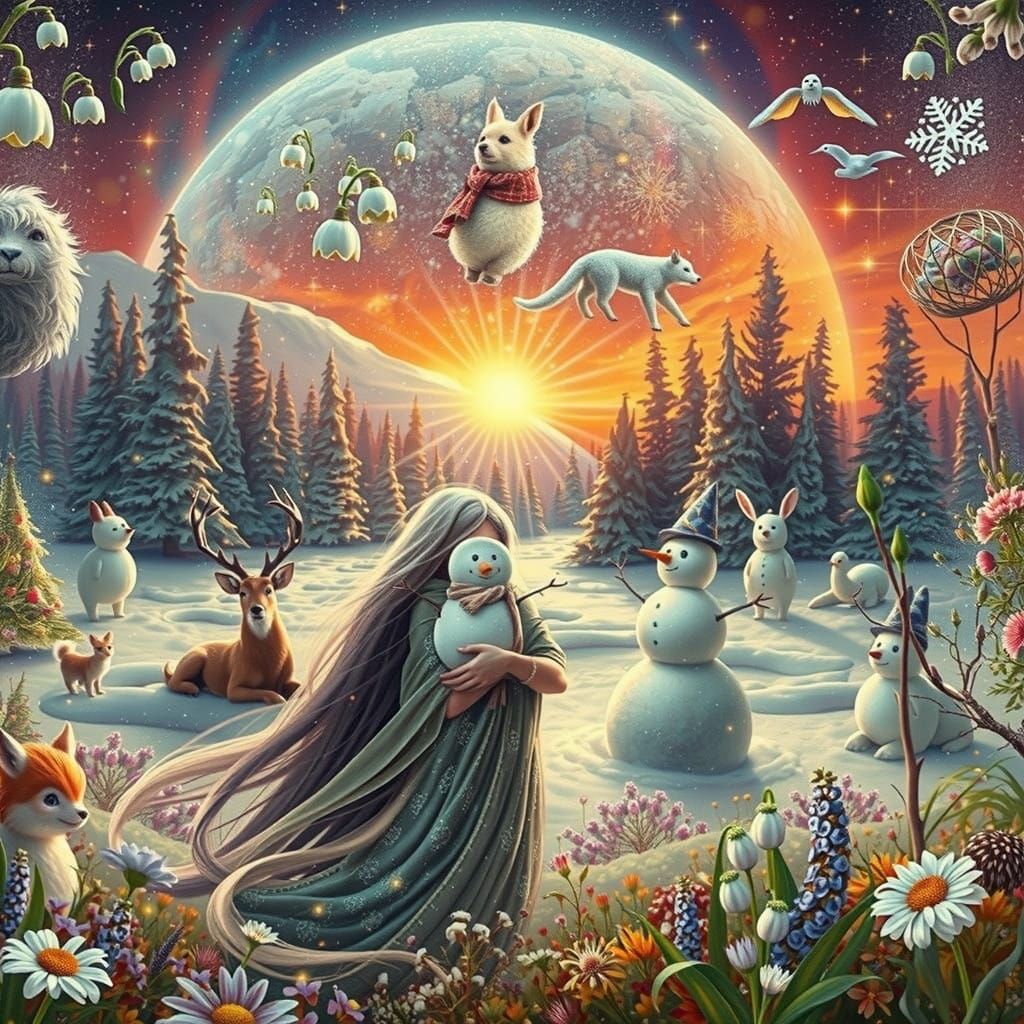 Winter Wonderland in Whimsical Collage Style