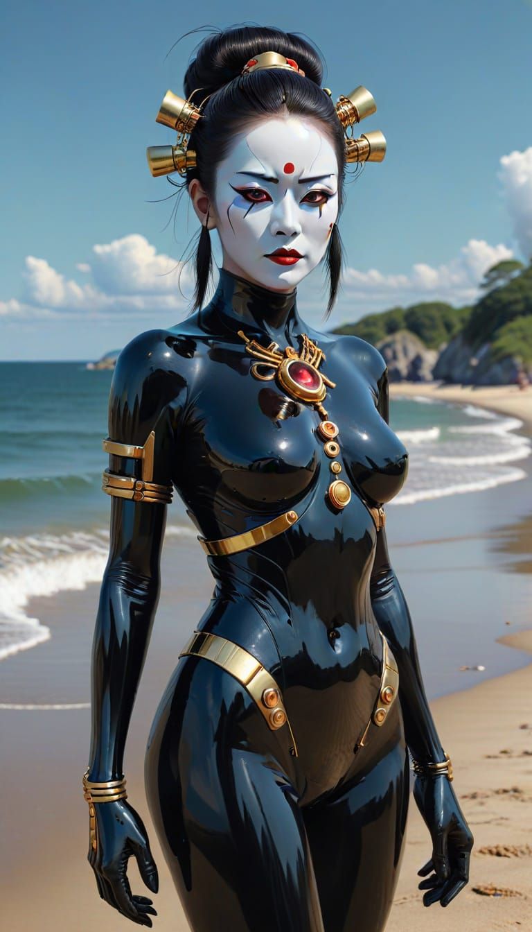 Goth Cosmic Cyborg Visionary in Golden Light