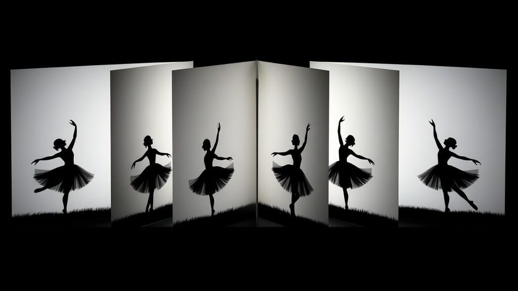 Silhouetted Ballet Dancer in Flip Book Animation