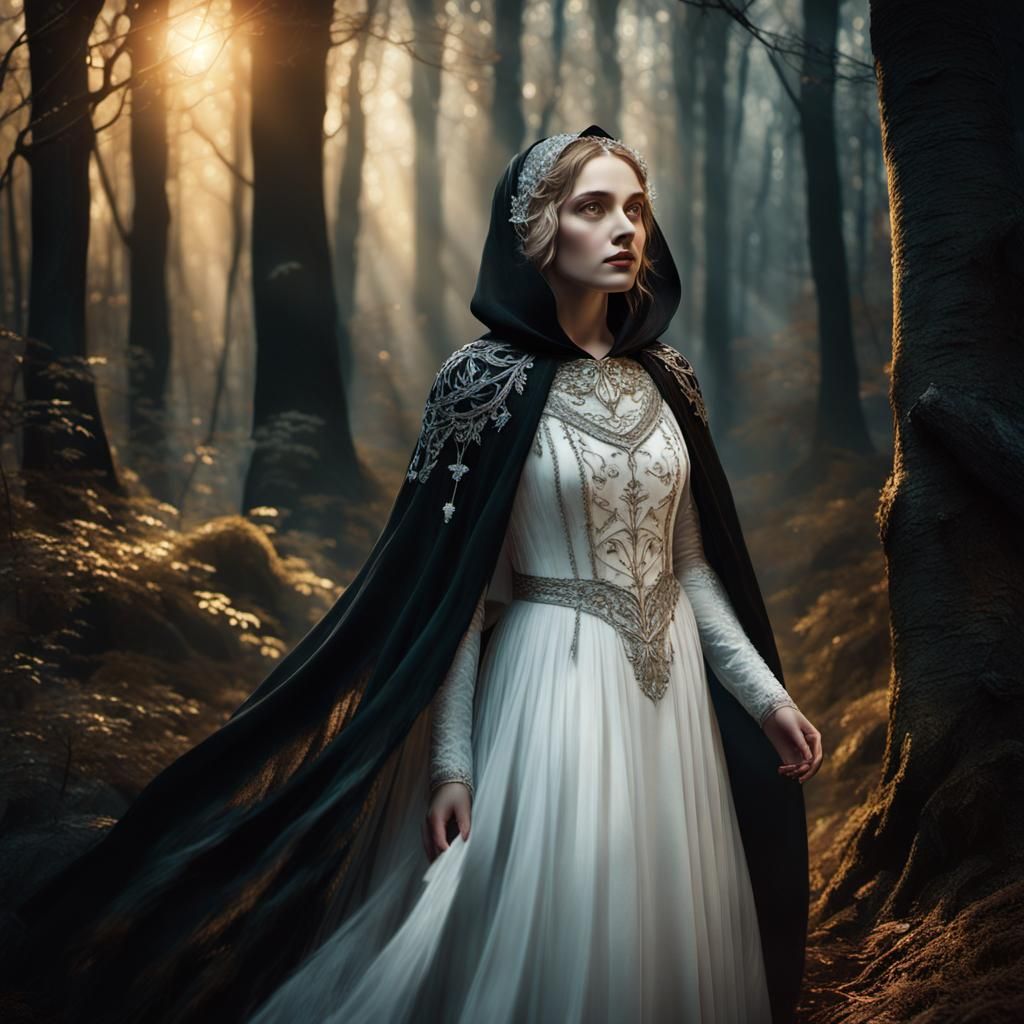 Fantasy Portrait: Maiden and Thief in Moonlit Forest
