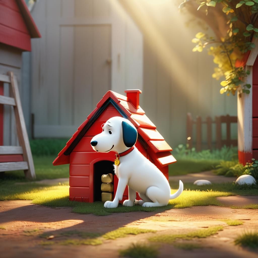 Stylized 3D Anime: White Dog in Pixar Style