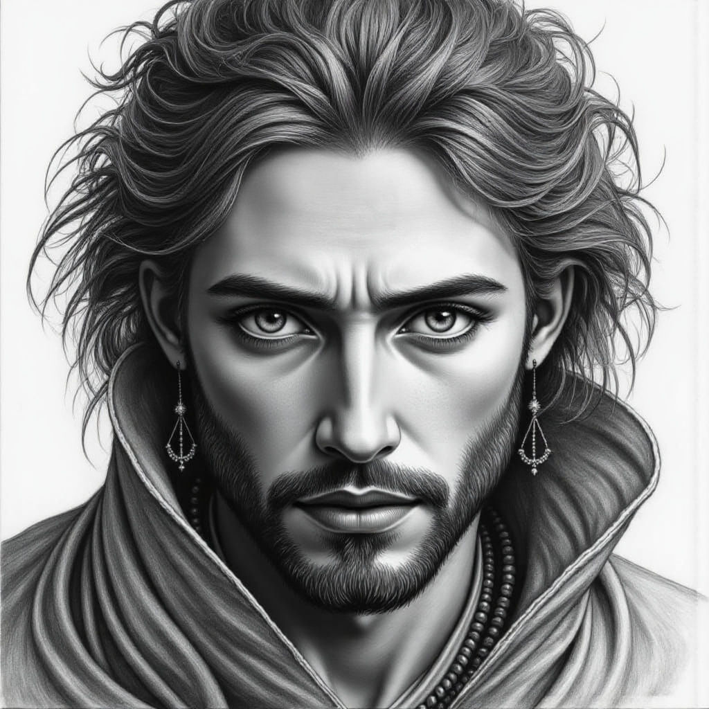 Portrait of Tommaso dei Cavalieri in Charcoal Style