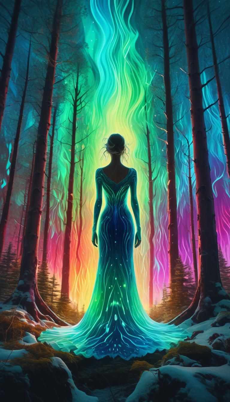 A double Exposure with a mirror fractal algorithm and northe...