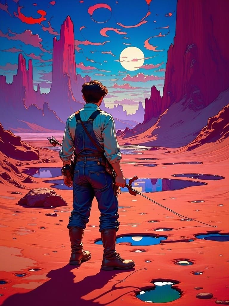 Tom Sawyer Stands Heroically on Mars in a Dreamlike Art Nouv...