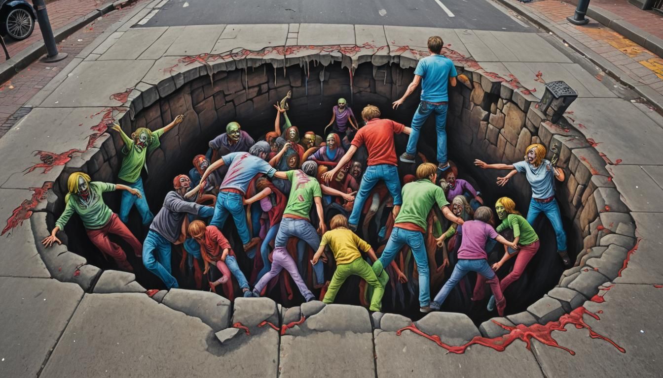 Zombies Rise: Colorful Chalk Street Art