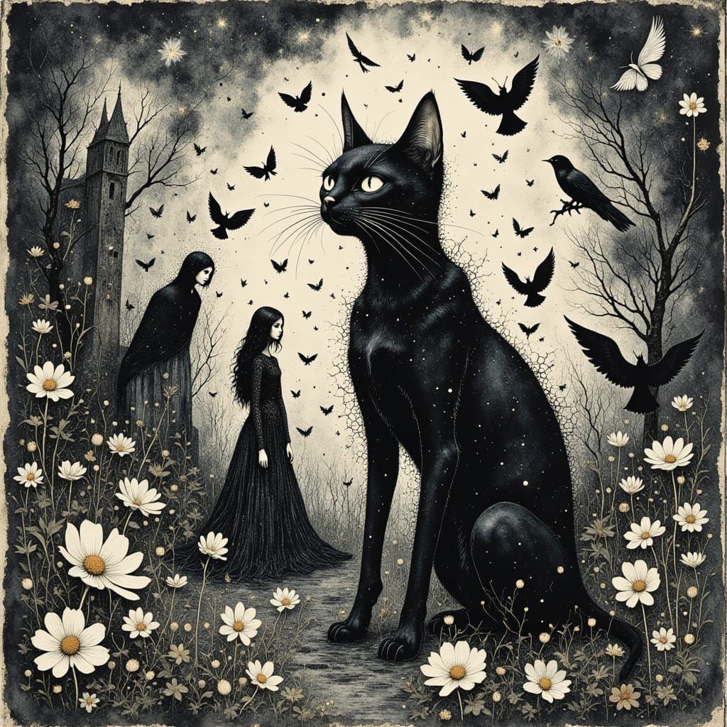 Ethereal Cat in Mystical Dreamlike Realm