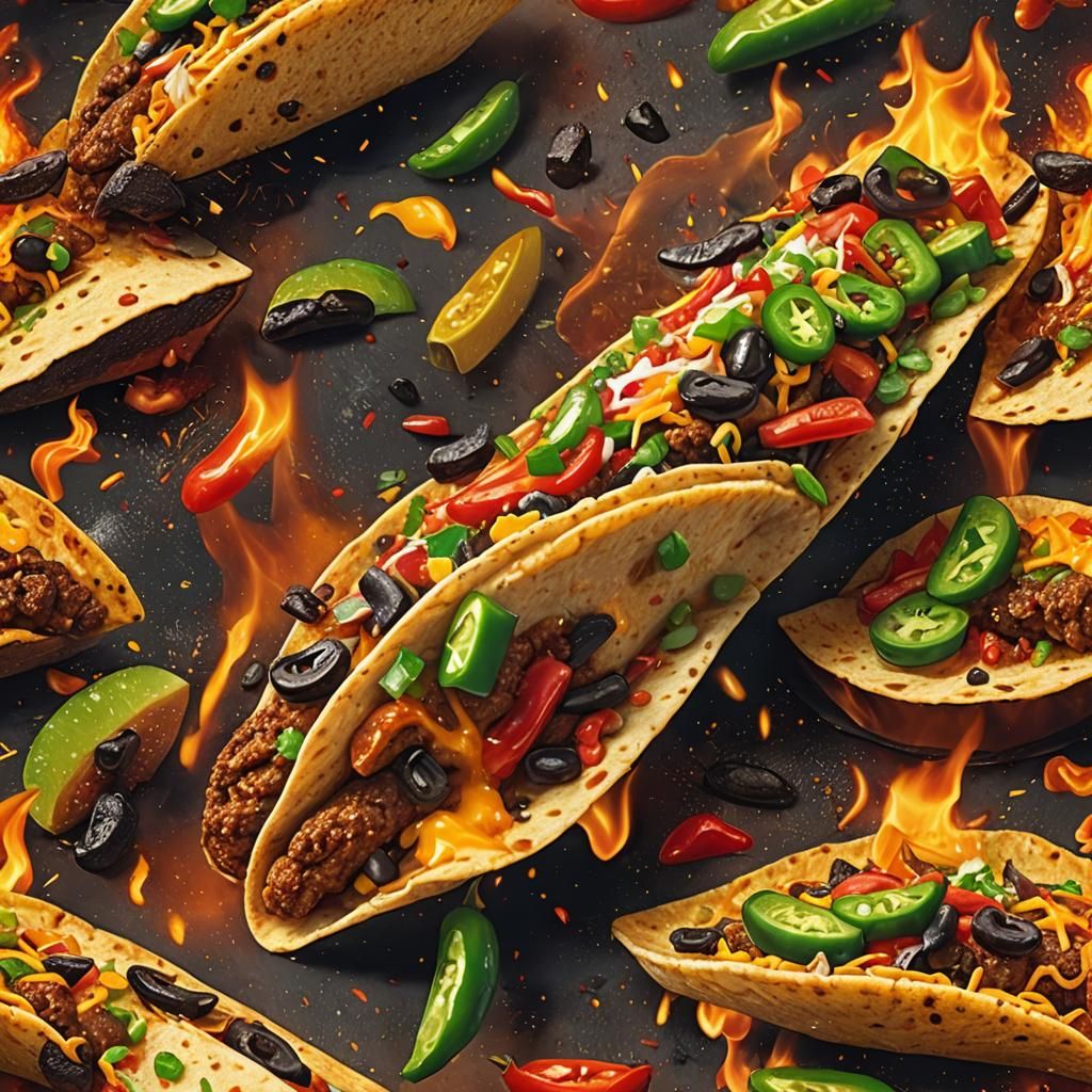 Fiery Chili Taco in Vibrant Digital Art