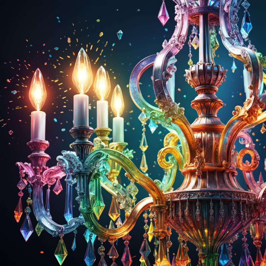 Rainbow Prisms from Crystal Chandelier in Graffiti Art Style