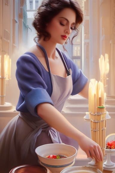 French Baker Portrait in Hyperdetailed Style