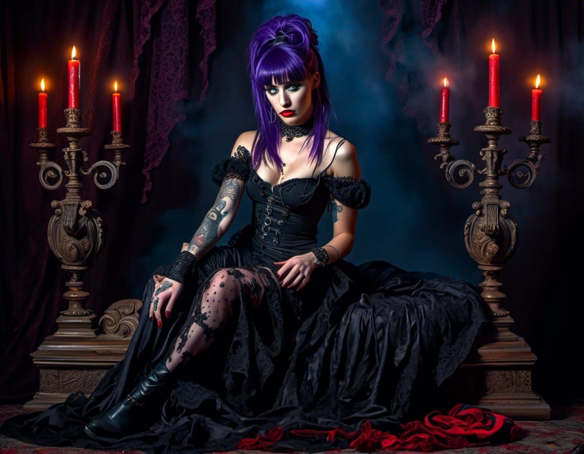 Gothic Flux 636 🖤💜 Girl on Tombstone ♱ [ls 4:3]