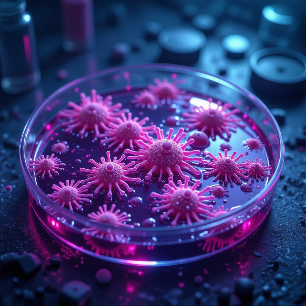Chaotic Bacterial Growth in Petri Dish: Giger-esque