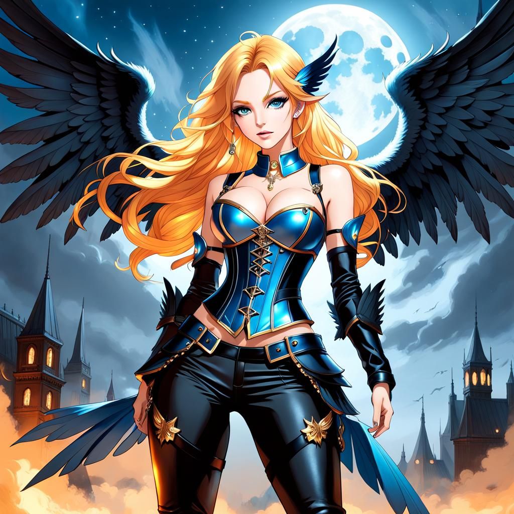 Valkyrie Girl with Fiery Hair in Charcoal Drawing