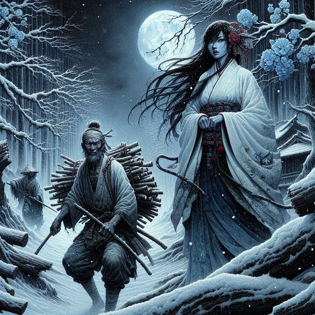 Winter Ambush: Yuki-Onna in a Fantasy Forest