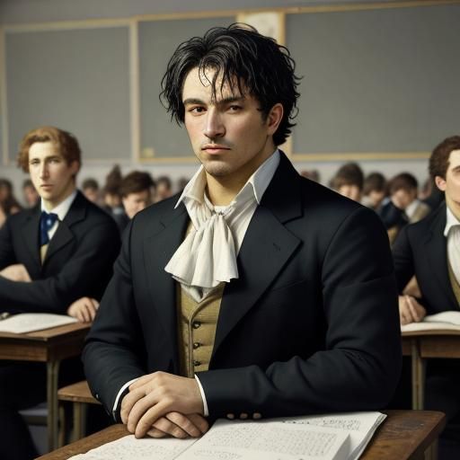 Classroom Scene in Post-Impressionistic Style