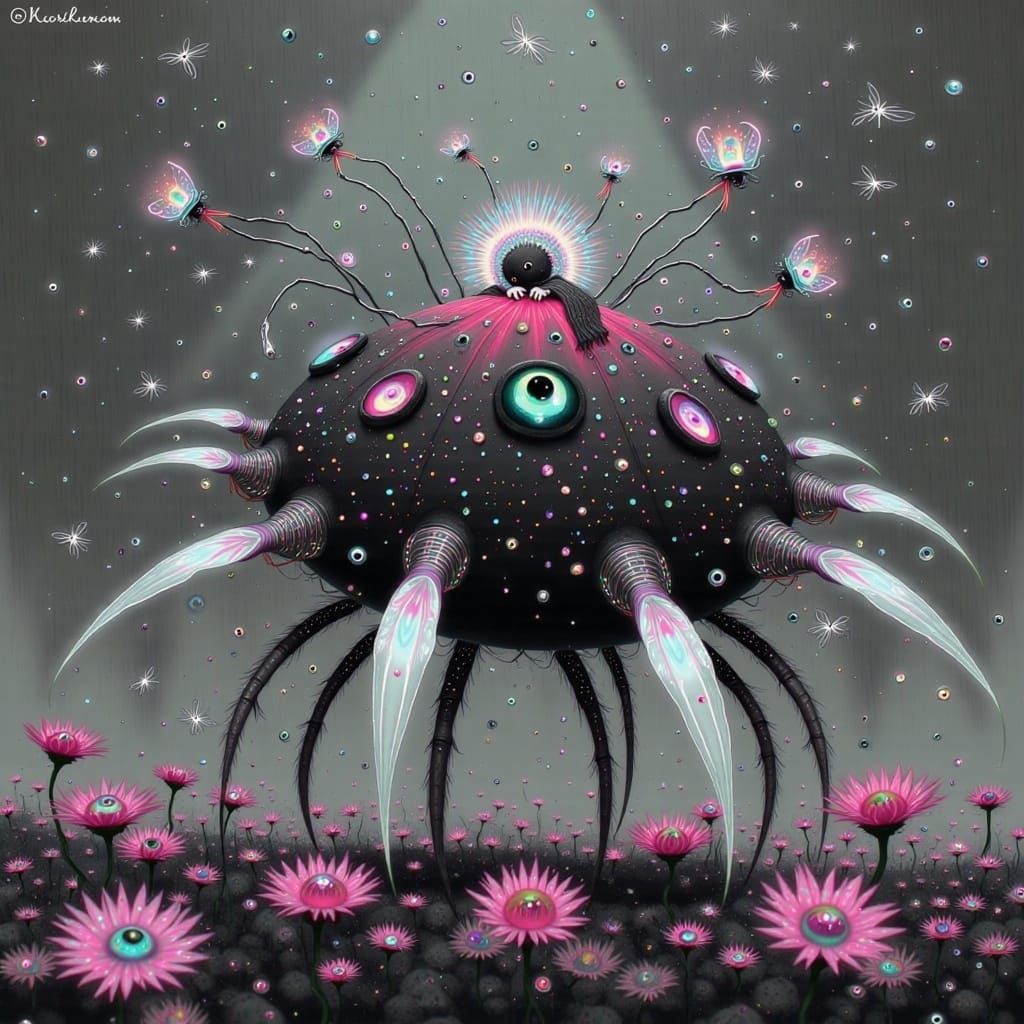Whimsical Octo-Spider Fantasy in Dreamlike World