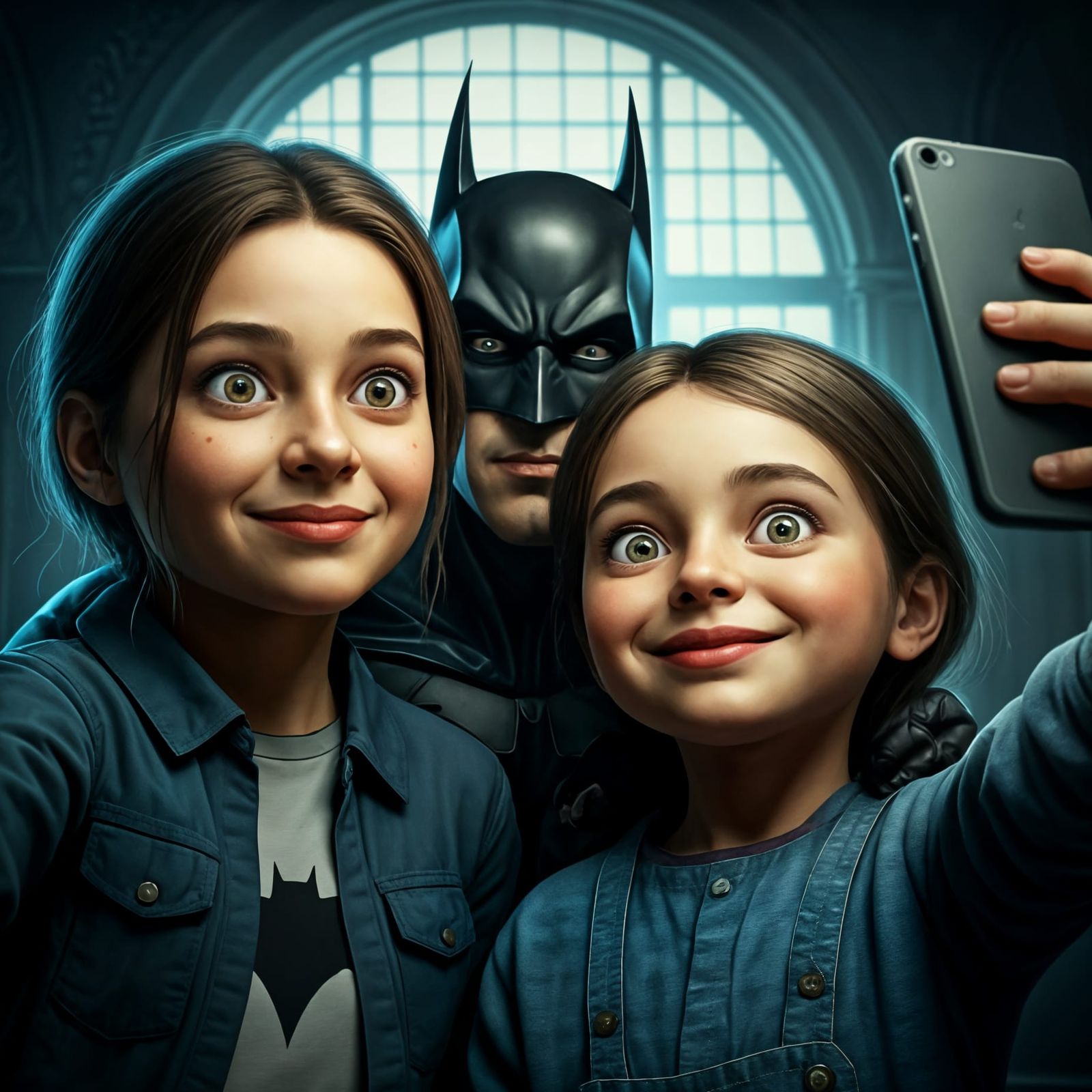 Cinematic Batman Photobombs a Selfie in Playful 3D Illustrat...