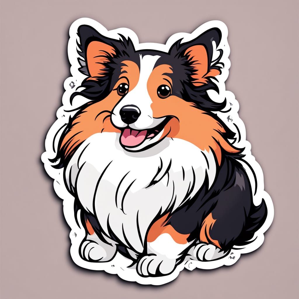Cute Sheltie Dog Asks for More in Cartoonish Style
