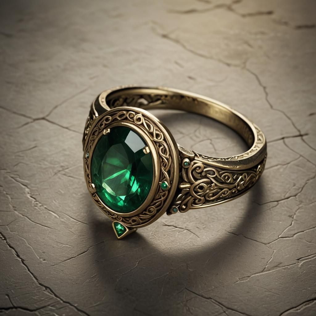 Medieval Gold Ring with Emerald Gemstone