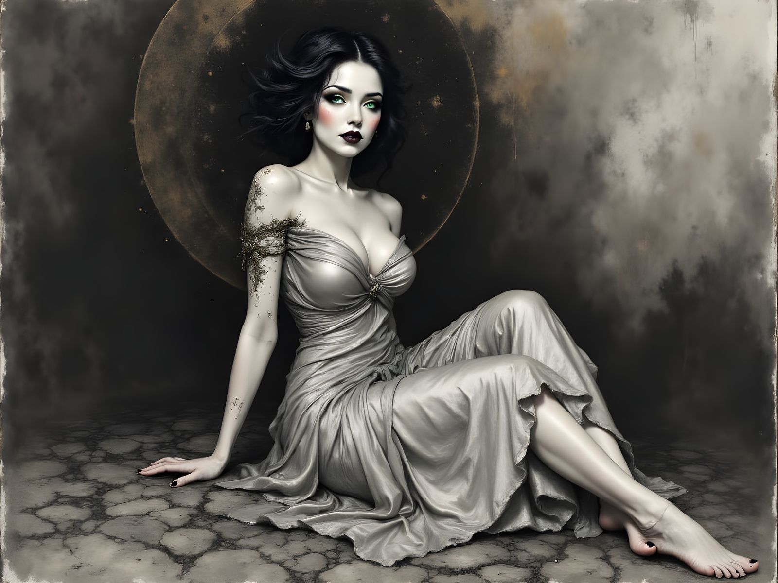 Norse Goddess in Charcoal Sketch Style