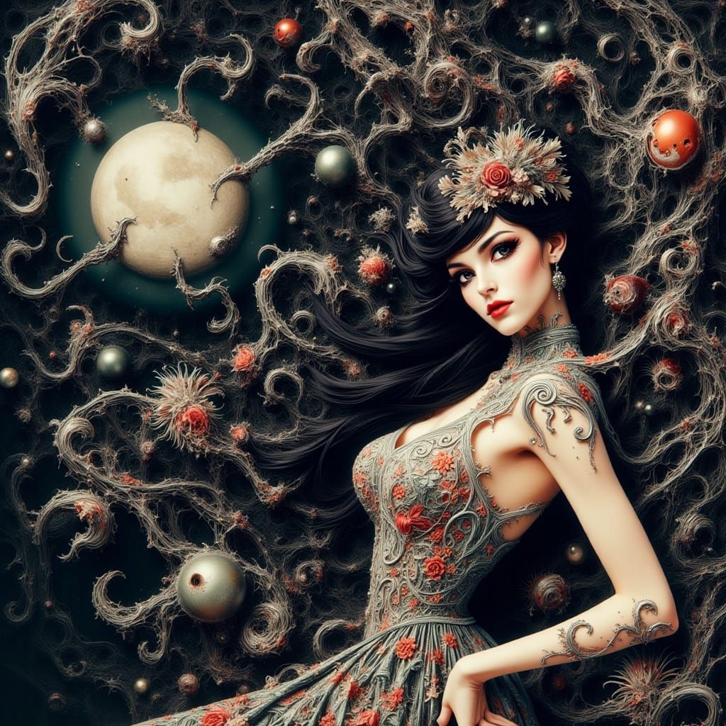 Anime Woman in Dark Urban Fantasy Style