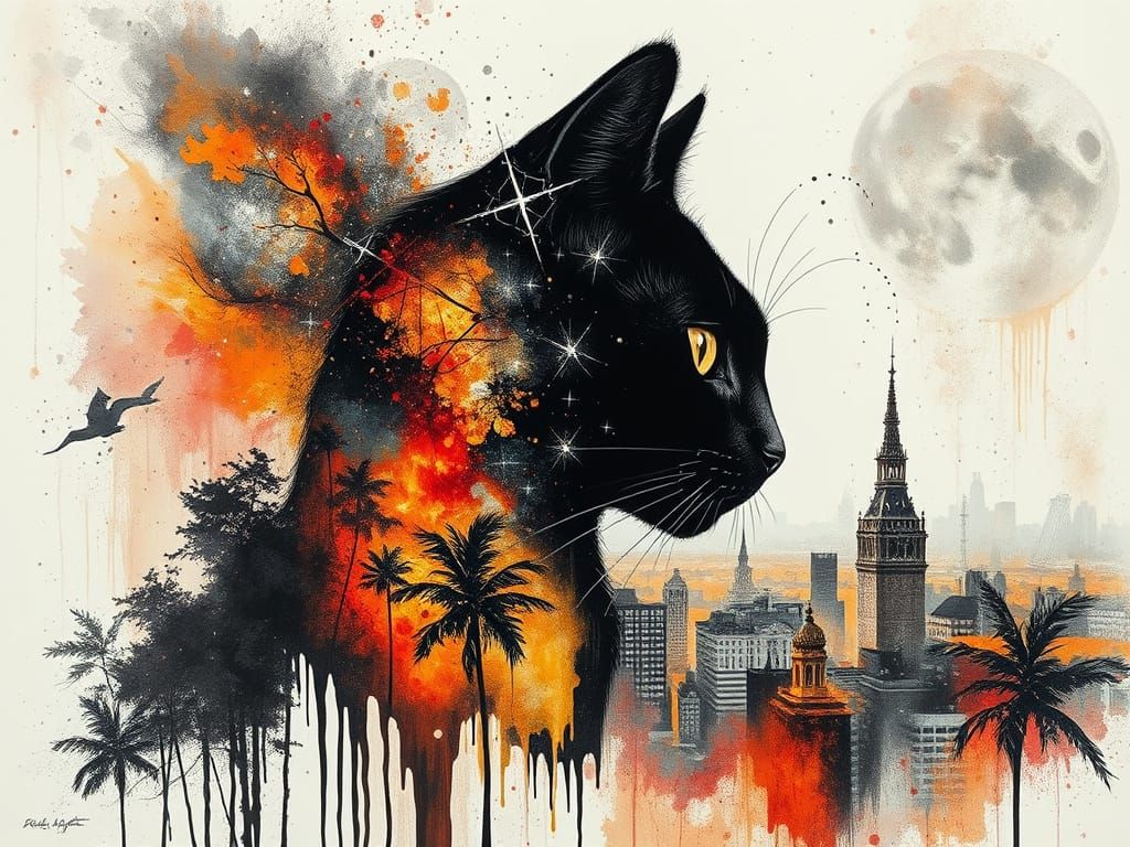 Vibrant Urban Inferno in Abstract Expression