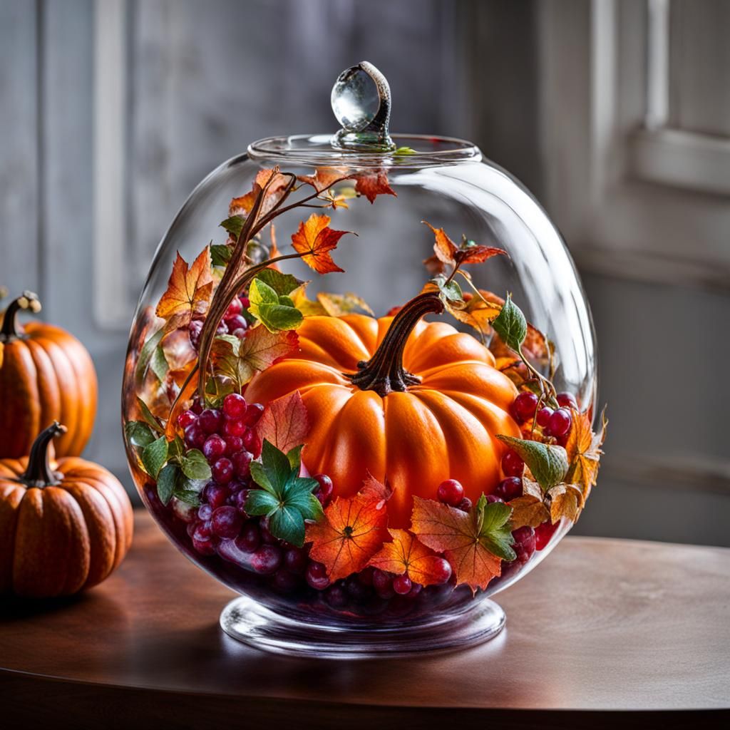Magical World with Mystical Fruit in Glass Pumpkin