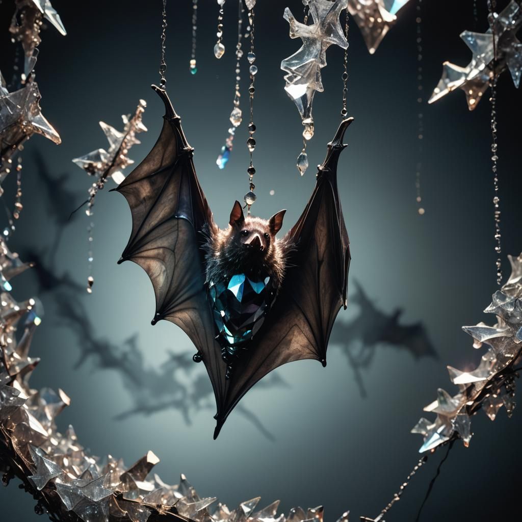 Crystallized Bat Suspended in Air: Surreal Macro Photography