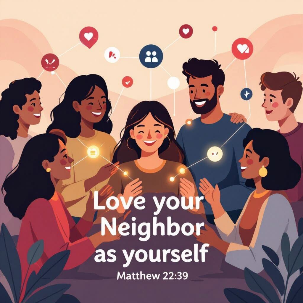 Diverse People Connect Online with Glowing Lines of Light