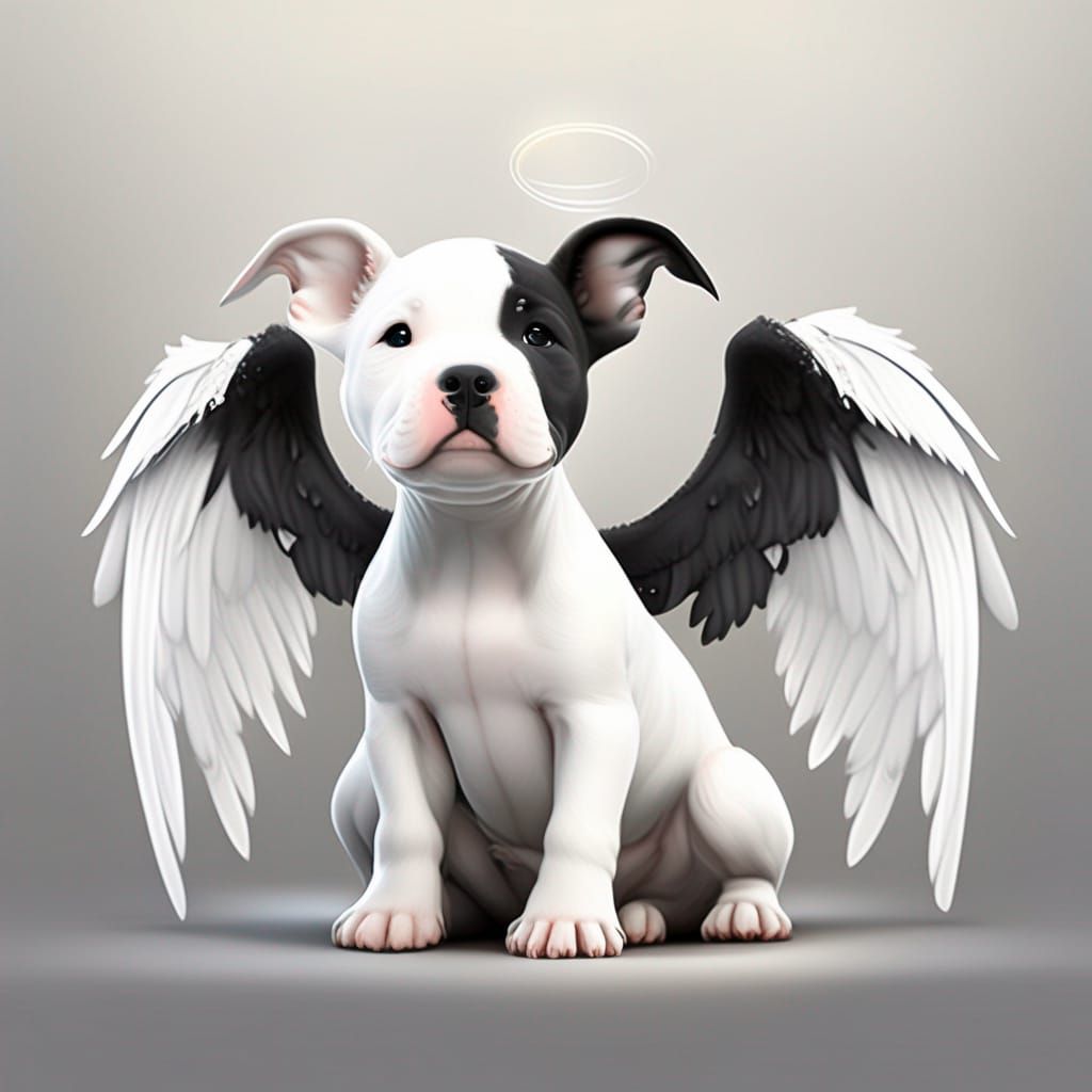 Adorable Pitbull Puppy with Angel Wings