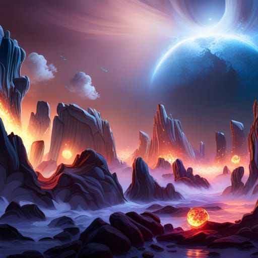 Epic Celestial Battle: Fantasy Concept Art