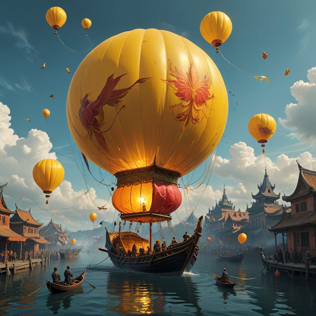 Baroque Steampunk Airship with Cannons in Digital Art