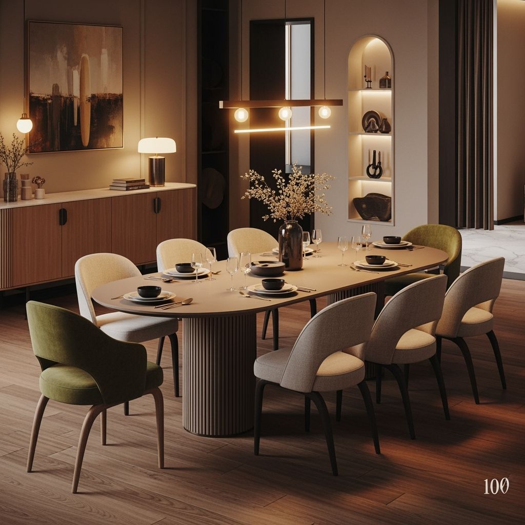 Modern Dining Room with Oval Table as Matte Painting