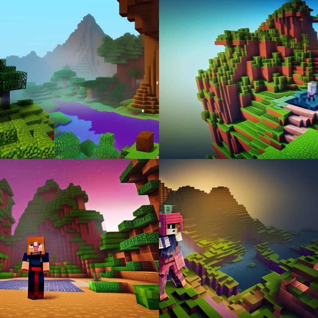 Minecraft Girl in Detailed Matte Painting