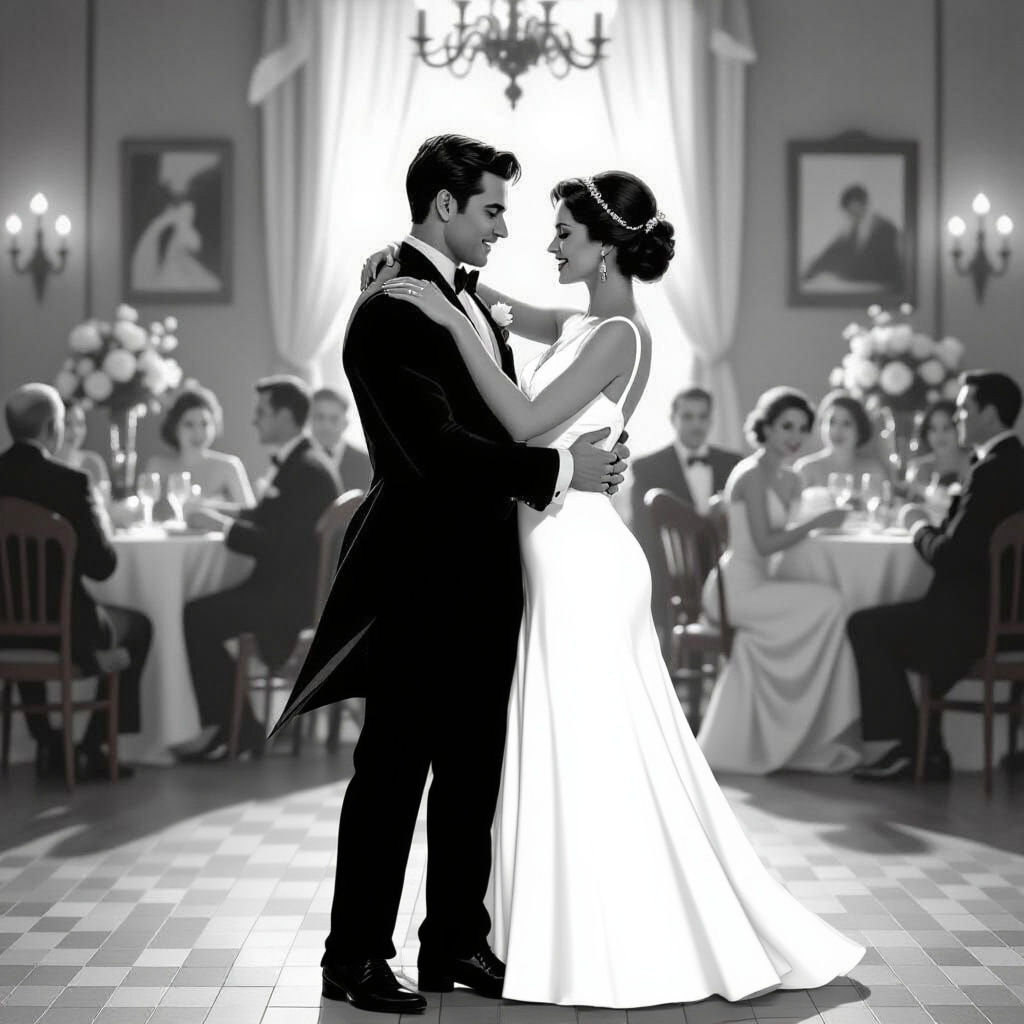 Romantic Black and White Photo of a Loving Couple